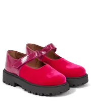 [PePe] PèPè Leather-trimmed velvet ballet flats UK 11 red