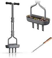 ViveGro Lawn Aerator, Lawn Aerator Coring Tool with Soil Core Oval Storage Tray Manual Core Aerator Grass Aeration Gardening Tools for Garden Yard Care