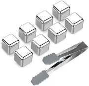 8 Stainless Steel Ice Cube Box Set Glacier Rock Drink Freezer Whiskey Stone TONG