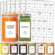 "191 Preprinted Spice Jar Labels – Waterproof, Removable, Alphabetical, Modern"