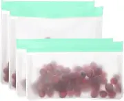 uxcell 8.7"x2"x5.3"/ 10"x2"x7.3" Reusable Freezer Bag, 4 Pcs Leakproof Zip Food Storage Stand Up Bags Fridge Snack Vegetable Fruit Ice Container for Long-Lasting Freshness, Green