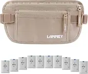 [LANNEY] Travel Money Belt RFID Blocking for Men Women Waist Wallet with 10 RFID Sleeves