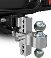 Adjustable Trailer Hitch Ball Mount, Fits 2 inch Receiver, 6 inch Drop/Rise Drop Hitch, 12500LBS GTW, 2” & 2-5/16” Dual Ball, Tow Hitch with Anti-Theft Hitch Locks, Hitch Tightener
