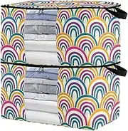 sanluoli 90L 2 Pack Under Bed Shoe Organizer with Reinforced Handles, clear window Clothing Storage For Closet