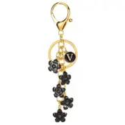 Initial Letter Flower Keychain, Alphabet V Enamel Charm Flower Keyring Keys H...