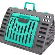 Small Animal Crate (Gray) - Travel Carrier, Collapsible, 35lb Limit