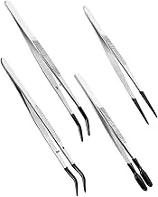 HEALSOPTHY Crafting Tweezers Set Stainless Steel Silicone Tips for Stamps Coins Lash Extensions and