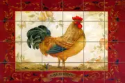 36x 24 Art Rooster Mural Ceramic Backsplash Bath Tile #322