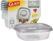 GladWare Home Entree Food Storage Containers, Medium 25 oz - 5 Count, Silver
