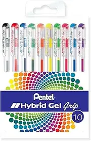 Pentel K116-10 Australia Gel Pen Hybrid Gel 0.6 mm Wallet x 10 Assorted Pack, Multi-Colored