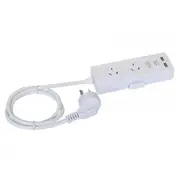 Dynamix A12U 2 Outlet Powerboard with 2x USB 2.4A Rapid Charging Ports Includes Built-in Phone or Tablet Holder Tray - 1m Power Cable - Safety Overload Protection - For Indoor Use ONLY [A12U]