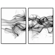 50Cmx70cm Stylish Abstract Black 2 Sets Black Frame Canvas Wall Art