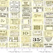 MODA FABRICS WITH "JUNK JOURNAL" #7416 12 OLD TICKETS FABRIC BTY