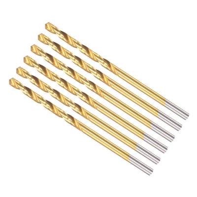 2.5mm Titanium Coated Straight Shank Twist Drill Bits for Alloy Steel 6-Pieces