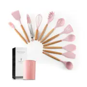 1Kitchen Silicone Spatula Utensil Set Spatulas Heat Resistant Spoons Pink Cooking Utensils