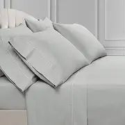 [Lush Decor] Aria Dots 6 Piece Cotton Sheet Set, Queen, Light Gray