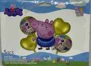 5 Pcs. Happy Birthday Peppa Pig Balloons / 5 globos de Peppa Pig
