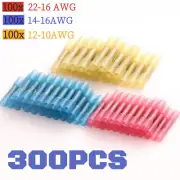 300PCS 22-10Gauge Marine Heat Shrink Butt Wire Splice Connector Crimp Terminal