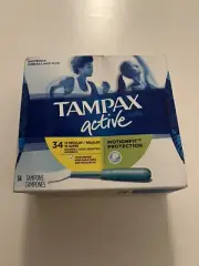 Tampax pearl active duopack 18 regular 16 super 34 count box unscented tampons