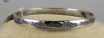 $58 Betsey Johnson Betsey Blue Future Wife Silver Tone Bangle BB1