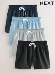 Black/Navy Blue/Light Blue/Grey Essential Swim Shorts 4 Pack (AT2276) | $102