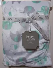 Boys Girls Betty & Bob Super Soft Plush White Green Gray Elephant Baby Blanket