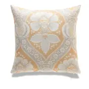 Gray Floral Patterns On Yellow With Feather Down Insert Pillow