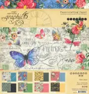 GRAPHIC 45 "FLUTTER" 8X8 PAPER PAD NATURE BUTTERFLIES RETIRED SCRAPJACK'S PLACE