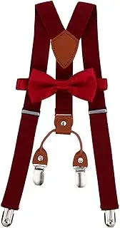 [LIFKOME] Boys and Girls Suspenders Bow Tie Kit Metal Clips Easy to Use for Celebrations Weddings