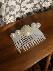 Hand Crafted Faux Pearl Aurora Borealis Bridal Hair Comb