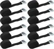 MUKCHAP 12 Pack 2m x 25mm Tie Down Lashing Straps, Adjustable Tensioning Belts Cam Buckle Tie Down Straps for Motorcycle, Luggage, Black