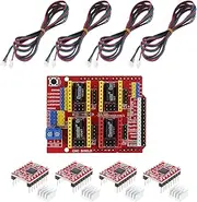 DiGiYes CNC Shield V3.0 Extension Board+4Pcs A4988 Stepper Motor Driver with Heat Sinks+4Pcs 1.5M Stepper Motor Cable for 3D Printer/Engraver DC 12V to 36V