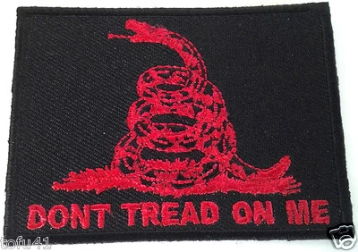 GADSDEN FLAG DON'T TREAD ON ME (3") (RED ON BLACK) Embroidered Patch P3969 E