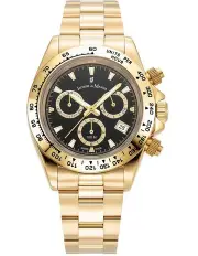 [Jacques Du Manoir] Swiss Phoenix Chrono Stainless Steel Strap Watch 40mm in Black/Gold