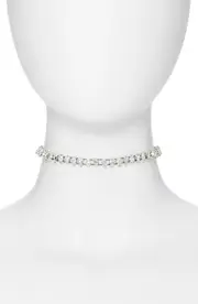 Saint Laurent Crystal Choker Necklace in Palladium/Crystal at Nordstrom One Size