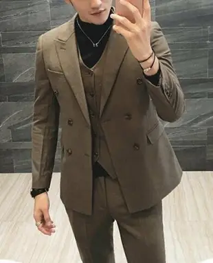 FINDSENSE品牌 韓國男 休閒 雙排扣 小西裝 修身西裝 西裝外套 單件外套