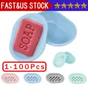 Soap Dishes Holder Self Drain Container Case Bath Shower Basket Storage Box Lot