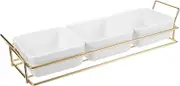 iplusmile 1Set Divided Serving Tray with Metal Rack Stand Compartment Snack Dish for Dried Fruits Nuts Chips and Candies for Entertaining at Parties Weddings and Gatherings