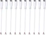 Clearhill 10Pcs 15CM/0.49FT White Female Power Pigtail Barrel Plug Connector Cable,DC 5.5mm x 2.1mm Connectors,Upgraded 20AWG,for Led Strips,12V 24V Power Supply Adapter,Transformer Connection.
