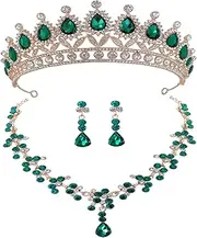 [SHERCHPRY] 1 Set Crown Necklace Earrings Rhinestones Tiara Wedding Earrings Kit Wedding Jewelry for Bride Wedding Crowns Wedding Necklace Wedding Tiara Bridal Tiara Crowns for Women