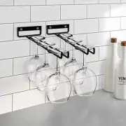 2 Pack 12 Inch Wall Mounted Wine Glass Holder Under Cabinet Stemware Organizer
