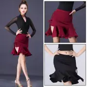 Women Latin Dance Skirt Ruffle Mermaid Salsa Chacha Tango Rumba Practice Skirt