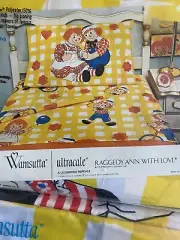 VTG Wamsutta Sheet Set Ultracale Raggety Ann Andy Flat Fitted Pillow Cases Twin