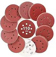 110 Pcs Sanding Discs Set, 5 Inch 8 Holes Hook and Loop Sanding Discs 60 80 120 180 240 320 400 600 800 Grit Sandpaper Sander Round Sand Paper, for Random Orbital Sander