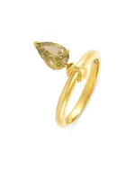 Etho Maria 18K Yellow Gold Diamond Collection Yellow Green Diamond Pear Dangle Ring
