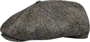 [Sterkowski] Shelby Hat | Tweed Flat Cap for Men | Warm Elegant 100% Wool Newspaper Boy Cap