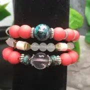 3 PC Handmade Bohemian Beaded Stackable Stretch Bracelet Set New 9940
