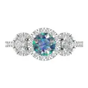 1.79 ct Round Cut Moissanite Gemstone Three-Stone Promise Ring White Gold
