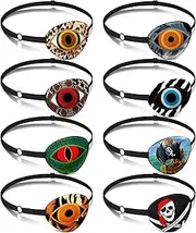 Eurzom 8 Pcs Eye Patches for Kids Adjustable Single Eye Patch Reusable Cute Girls Boys Eye Patch with Elastic Strap for Lazy Eye Either Eye Left or Right Eyepatch, Various Patterns(Animal Style)