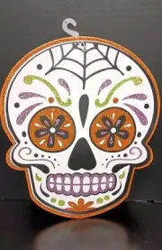 Sugar Skull Halloween Day Of The Dead Wall / Door Decoration Glitter Accents